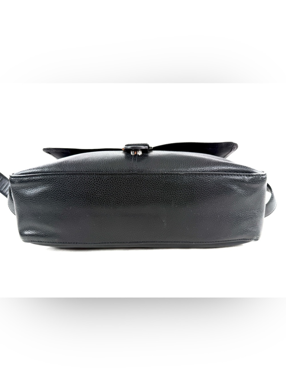 Longchamp Vintage Black Leather East West Medium Shoulder Bag Flap Buckle Rare - Picture 5 of 12